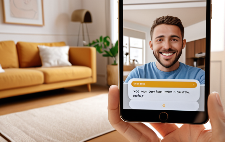 **

A calming, supportive chatbot interface displayed on a smartphone or tablet.  The background shows a blurred, modern living room setting.  The chatbot's message emphasizes empathy and provides positive affirmations, resembling a friendly conversation.  Include subtle design elements that evoke feelings of safety, comfort, and privacy. Soft, warm color palette.

**