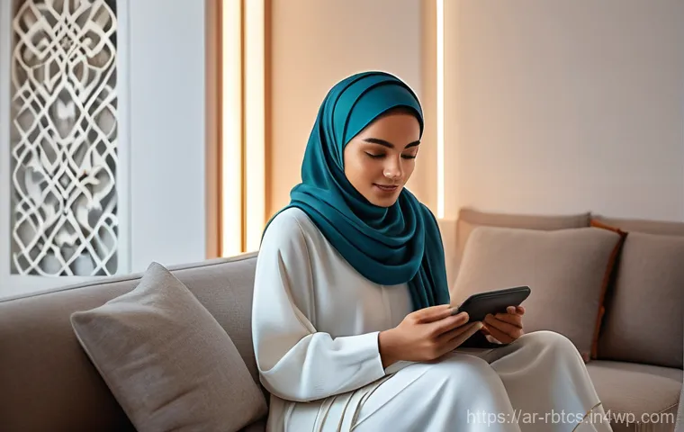 로봇 심리상담에서의 인간 로봇 상호작용 - **Prompt:** A serene and comforting image featuring a young woman of Arab descent, wearing a modern,...