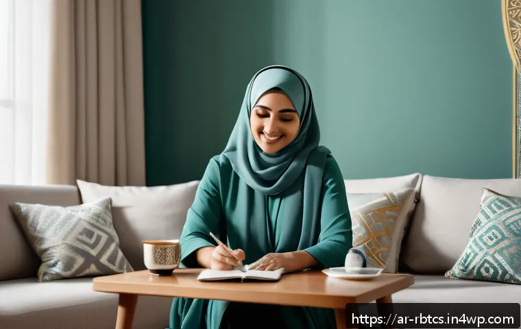 로봇 심리상담의 인공지능 모델 비교 - A warm, inviting digital therapy session scene set in a modern Arab home environment, featuring a mi...