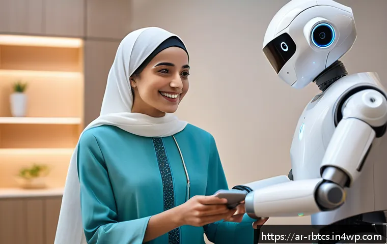심리 상담을 위한 로봇의 기술 발전 - A warm and inviting therapy room featuring a humanoid robot interacting with an Arabic-speaking adul...